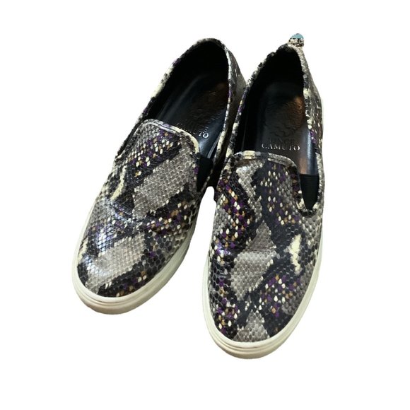 VINCE CAMUTO Black & Purple Snakeskin Print Comfy Slip On Shoes-Size 7 - Picture 5 of 11